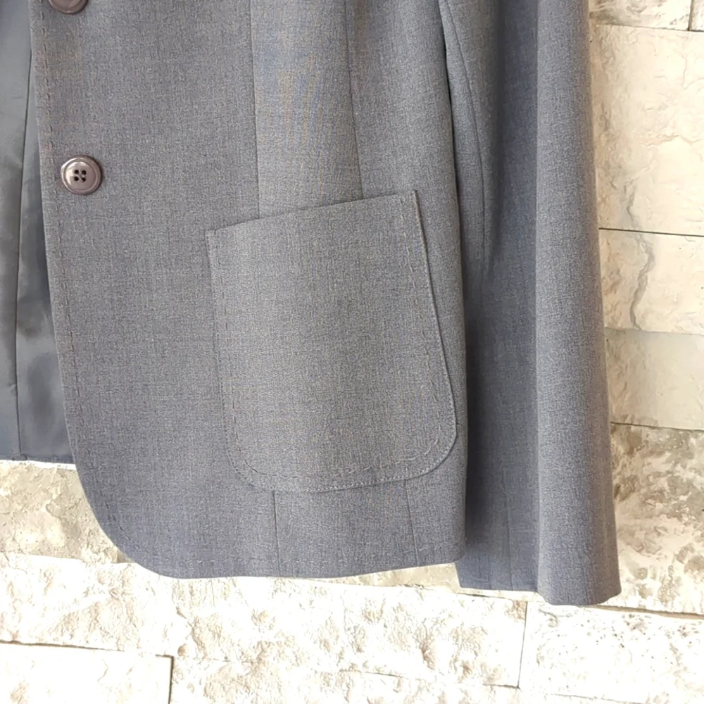 Apostrophe VTG 90s Blazer Dress Coat Sz 4 Dark Academia Classic Gray Grandpa EUC - Picture 10 of 11